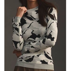 Sweaty Betty Mountain Camo Jacquard Crewneck Sweater Top, Medium